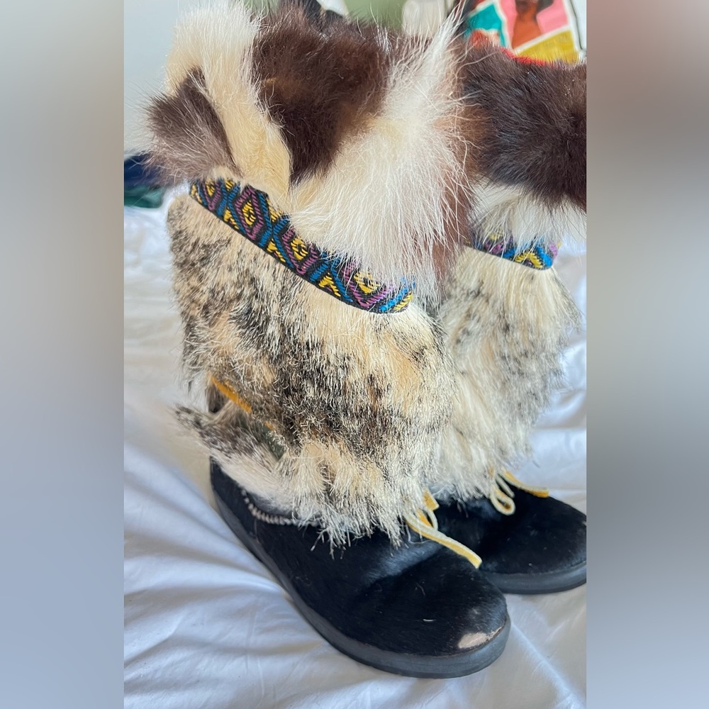 Lamondiale Italian fur vintage ski lodge boot
